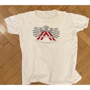 Men's White Cotton T-Shirt with Austria Crest